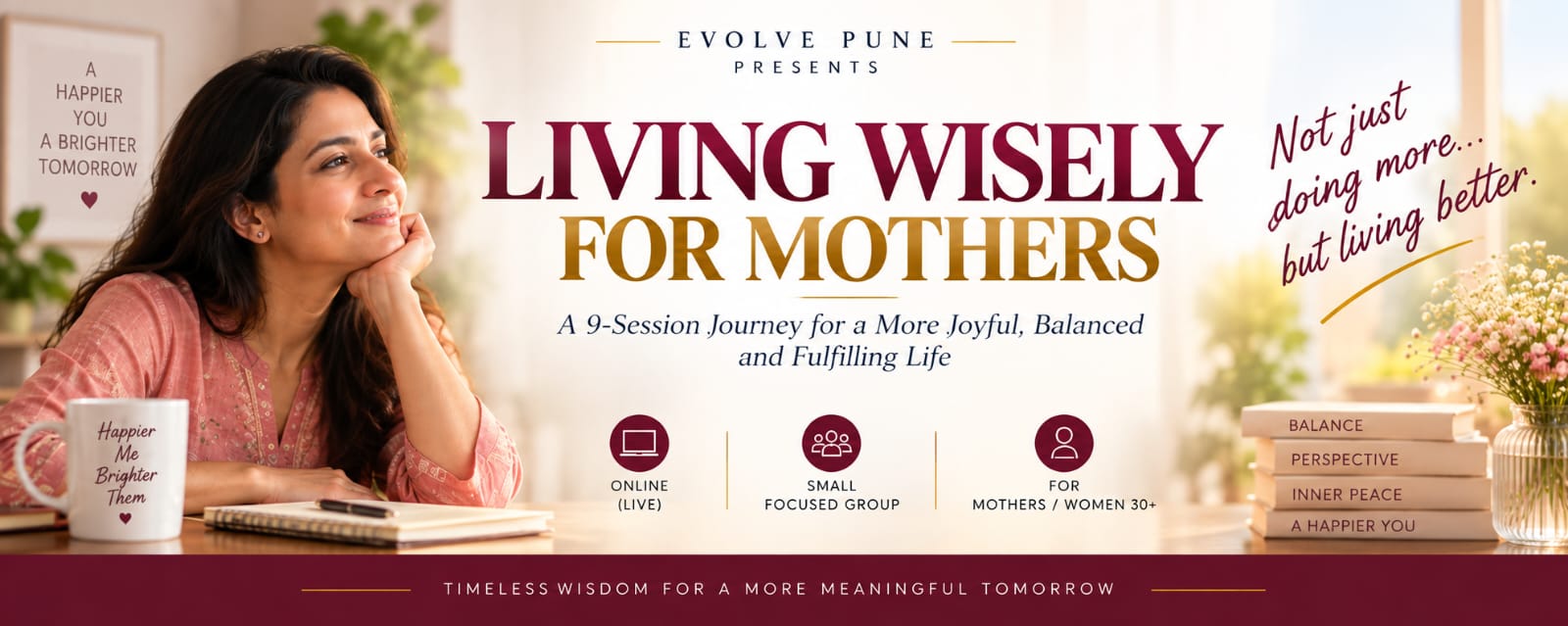 Living Wisely for Mothers — online course poster
